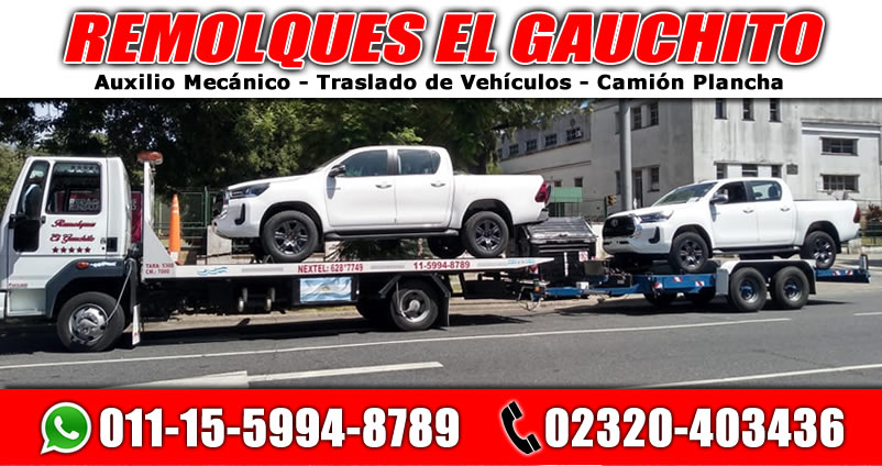 Remolques El Gauchito. Pilar. Auxilio Mecanico. Traslado de vehiculos. Camion plancha.